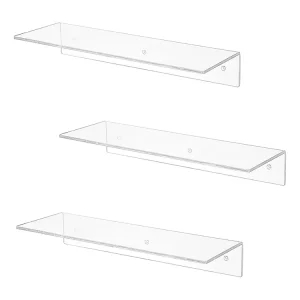 Modern Display Racks Transparent 4mm Thick Acrylic Floating Shelves Wall Mounted Custom Size Shape Polished Surface