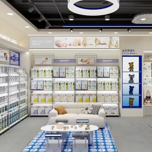 Modern Eco Friendly Baby Store Decoration Klein Blue Style Mom Baby Store Maternity Shop Display Furniture