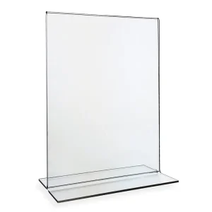 Modern Eco Friendly Foldable Acrylic Sign Holder 8.5×11 T Shape Table Top Display Stand Bottom Load for Lightweight
