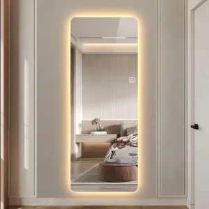 Modern LED Full Length Wall Mirror Light for Bedroom Bathroom Kitchen Living Room Salon Gym Apartment with Touch Switch