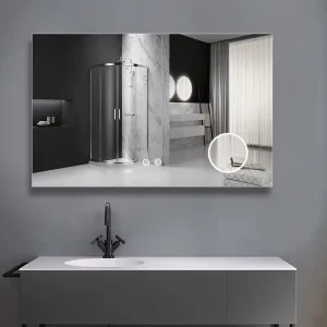 Modern LED Rectangle Mirror Touch Sensor Switch Illuminated Glass Lenses IP66 Rated Bathroom Living Room Cupboard Salon Hotels