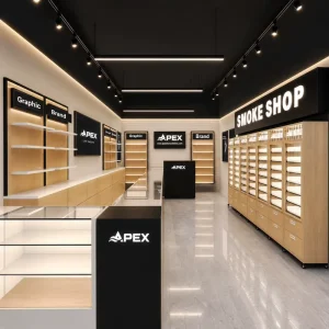 Modern LED Smoke Shop Display Solution, Custom Tobacco Store Fixtures, Retail Display Cabinet Design for Cigarette Shop Decoration