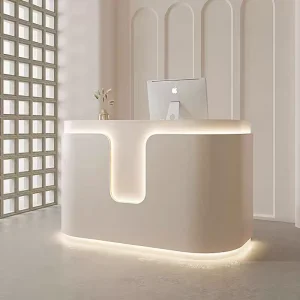 Modern Light Luxury Wooden Reception Desk Customizable Salon Beauty Front Desk Checkout Counter