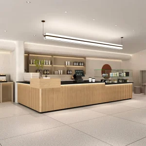Modern Luxury MDF Furniture Wooden Coffee Shop Counter for Commercial Retail Roasting Bar Checkout Counters for Cafe Bars
