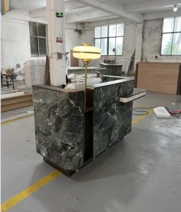 Modern Marble Reception Counter Stainless Bar Counter Hotel Spa Gym Salon Reception Desk Customizable Heavy Duty Eco Friendly