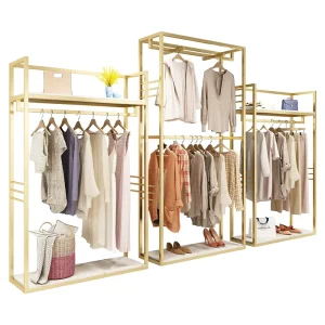 Modern Metal Free Standing Adjustable Height for Clothes Shoe Racks Wrought Iron Clothing Store Floor Display Garments