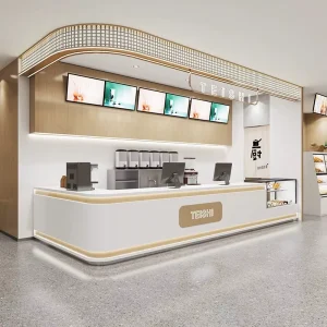 Modern Minimalist Commercial Cashier Display Cabinet for Milk Tea Coffee Dessert Cake Shop Bar Catering Customizable Showcases