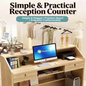 Modern Minimalist Eco Friendly Wood Reception Desk Small Cashier Counter for Beauty Salons Supermarkets Malls Versatile