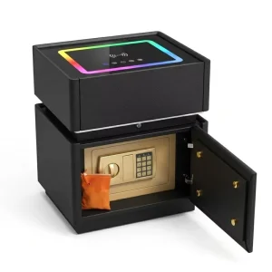 Modern Multifunctional Smart Nightstand Wireless Charging Bedside Cabinet with Safe Box Anti theft Storage Cabinet for Bedroom