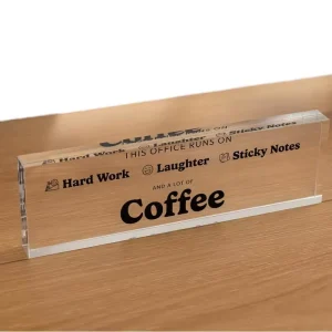 Modern Portable Lightweight Acrylic Desktop Sign Holder Office Slogan Coffee Shop Menu Table Stand Custom Clear Slogan Plaque