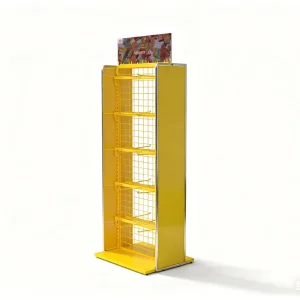 Modern Portable Rust Proof Metal Display Rack with Detachable Shelves and Varnish Finish for Home & Retail Use
