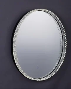 Modern Simple Bathroom Mirror Smart Illuminated Aluminum Frame Crystal IP33 Rated Adjustable Lighting 3000K 6000K Black