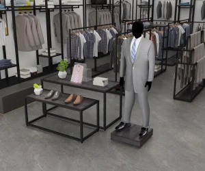 Modern Simple Industrial Metal Clothes Garment Racks Pipe Double Hanging Rods Black Clothing Rack Boutique Display