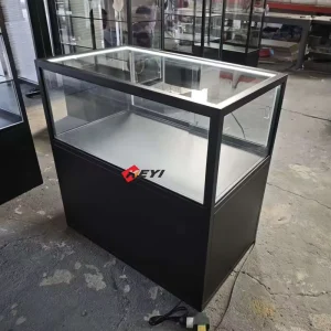Modern Solar Panel Display Stand with Glass Metal Construction LED Lighting Eco Friendly Design Countertop Display Rack