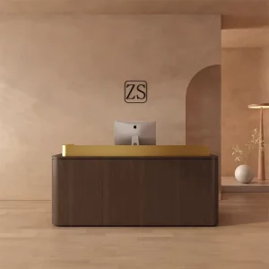 Modern Stainless Steel Wooden Reception Counters for Hotels Beauty Spa Office Use Eco Friendly Heavy Duty Customizable