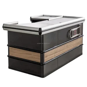 Modern Steel and Wood Retail Checkout Counters Suitable for Supermarkets Superstores