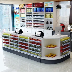 Modern Store Convenience Shops Checkout Counter Cashier Coffee Shop Counter with Corner