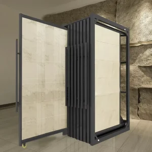 Modern Style Metal Horizontal Pull Push Quartz Stone Tile Display Rack Pull Out Frame Tiles Rack