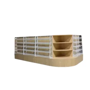 Modern Style Wooden Cashier Table Express Checkout Counter for Convenience Store