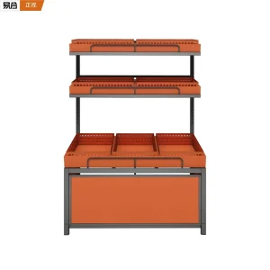 Modern Supermarkets Vegetable Rack Steel and Melamine Plywood Modern Vegetable and Fruit Display Shelves