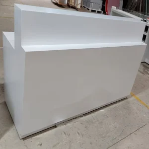 Modern White LADISPLAY LA-MI1800 Wooden Cashier Desk with Storage for Mobile Phone and Cell Phone Store Checkout Counter Retail