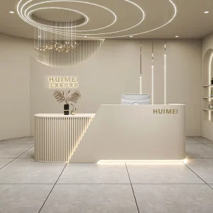 Modern Wood Office Reception Desk Set Luxury Style Custom Extendable Checkout Desk
