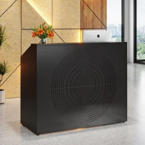 Modern Wood Reception Desk with Counter and Cable Grommet 47 Inch Commercial Retail Checkout Table