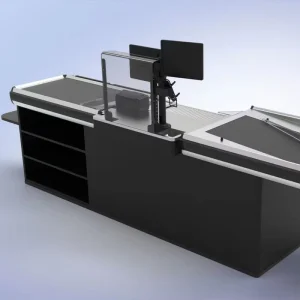 Modern Wood Shop Cash Counter Table Design Supermarket Desk Checkout MDF Material Grocery Store Cash Register Model