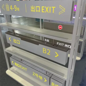 Modular Aluminum Rectangle Anti Sway Design Flexible Viewing Angles Floor Standing Navigation Sign for Large Public Areas