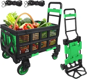 Multi Purpose Heavy Duty 4 Wheel Folding Wagon Cart Foldable Hand Truck Removable Bag Collapsible Utility Pull Cart Tools