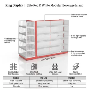 Multi functional Double Sided Heavy Duty Metallic Epoxy Powder Coated Supermarket Display Rack Gondola Shelving System