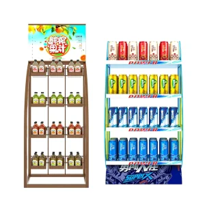 Multi-functional Rotating Foldable Iron Display Stands with LED Light Modern Custom Retail Supermarket Racks