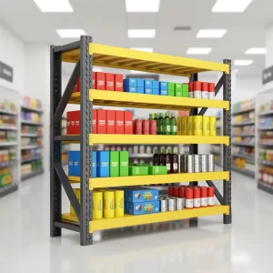 Multi-layer Heavy Duty Floor Display Stand Thickened Household Supermarket Multi-function Storage Shelf 4 Layers Yellow Black