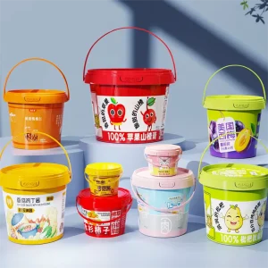 MultiPurpose Custom Logo Food Grade Plastic Bucket With Snap on Lid for Cookie and Bread Storage