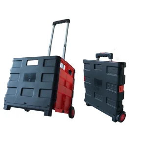 Multifunction Portable Plastic Foldable Supermarket Cart Shopping Wheels Trolleys Pack & Roll Cart Foldable Box Trolley
