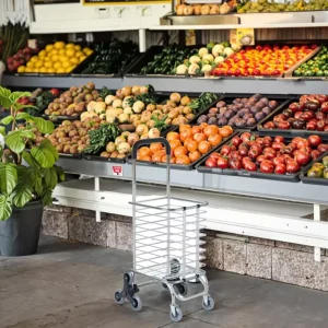 Multifunctional Iron Folding Shopping Cart 4-Wheel Climbing Stair Design Portable Trolley for Household Grocery
