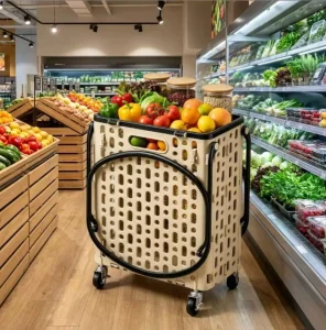 Multifunctional Rolling Shopping Cart Foldable Design Large Capacity Trolley Popular in US and Europe