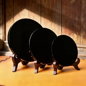 Natural Black Obsidian Scryings Mirror Polished Obsidian Round Mirror for Divination Home Decor