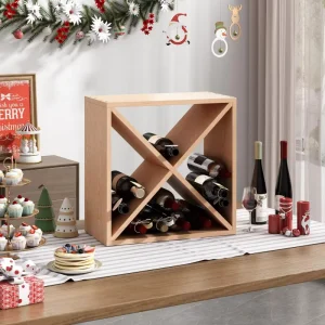 New 24 Bottle Wood Display Compact Cellar Cube Wine Rack Durable Easy to Clean Modern Design for Bar Storage Kitchen Decor