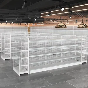 New Arrival Durable Stable Grid Back Shelving Single Double Sides Adjustable Gondola Shelf For Convenience Store
