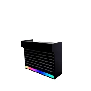 New Design Custom Size Checkout Counter with Colorful Lights for Malls Shops Black