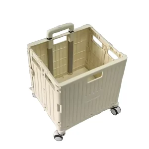 New One Light Weight Collapsible Fold Shopping Trolleys Carts Plastic Market Four Wheels Handle Cart Trolley