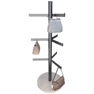 New Retail Store Fixtures Design Metal Floor Rack Holder Hand Bag Display Stand for Handbag Shop