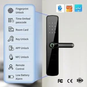 New Waterproof Smart Handle Door Lock Wireless WiFi Tuya Ttlock Electric Fingerprint RFID Digital Lock for Outdoor Front Door