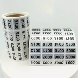 Number Sticker Self Adhesive Waterproof Gloss Silver 0001-2000 Promotion Live Stream Serial 3C Packaging Identifier Anti Oil