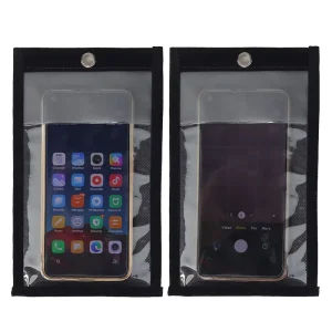Nylon Anti Camera Mobile Phone Pouch Reusable No Photo Video Security Bag 21×12.5cm Black For Secret Area Privacy Protection