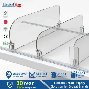 OEM Available Clear Shelf Dividers Wire Retail Clear Pharmacy Plastic Seur Separadores Warehouse Fridge Shelf Dividers