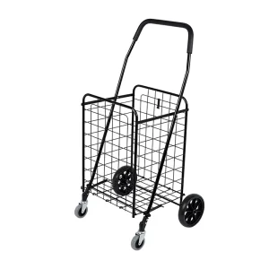 OEM Large Capacity Foldable Portable Grocery Cart Rotating Universal Wheels Household Iron Shopping Trolley Lightweight Cart