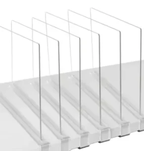 OEM ODM Custom Injection Moulding Closet Organizer Adjustable Clear Supermarket Plastic Shelf Dividers Retail