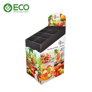 OEM ODM Custom Logo 12 Compartment Multi Bin Corrugated Cardboard Floor Display Racks for Fresh Produce Supermarket